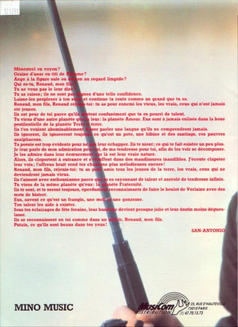 Partoche Mistral gagnant, verso