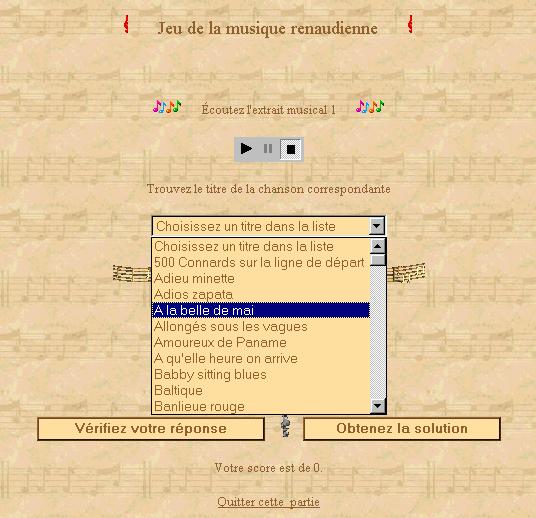 Aper�u de l'affichage du jeu