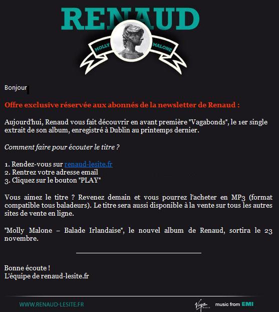Newsletter Renaud du 12/10/2009