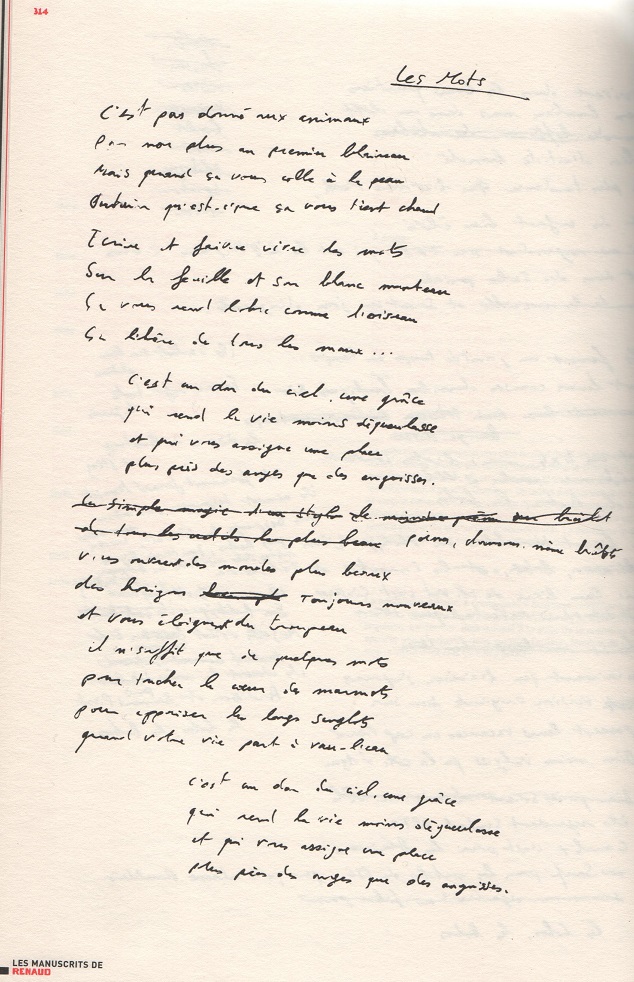 manuscrits renaud les mots chanson album 2016