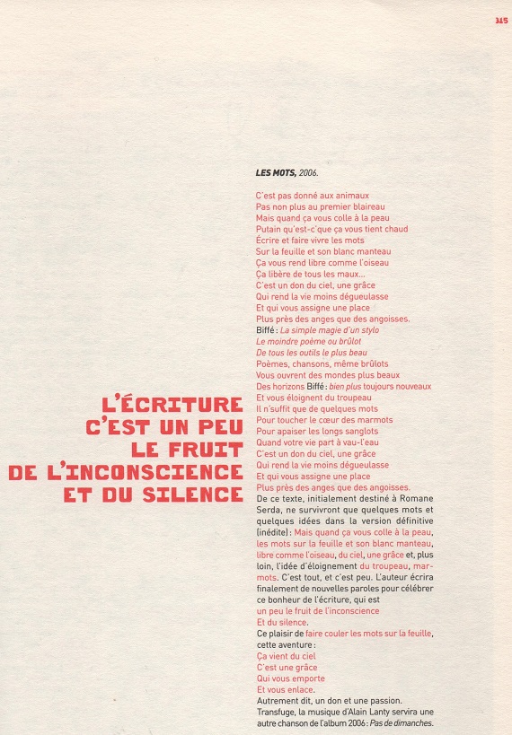 manuscrits renaud les mots chanson album 2016