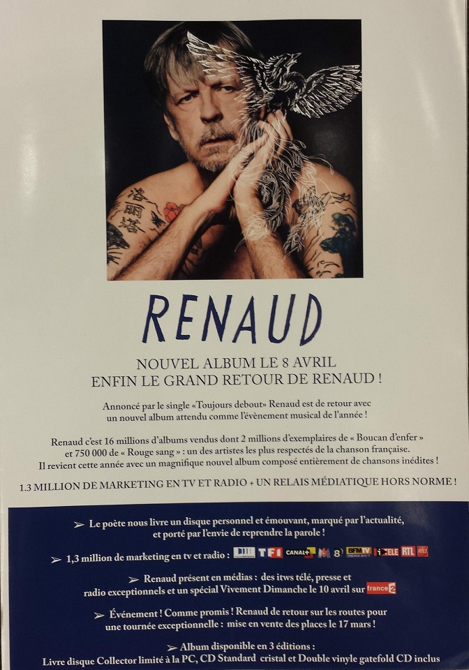 renaud plan media annonce nouvel album 8 avril 2016