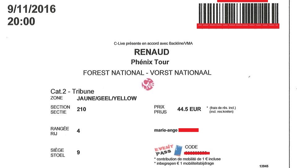 ticket concert ph�nix tour renaud 2016 2017 billet �lectronique bruxelles 
